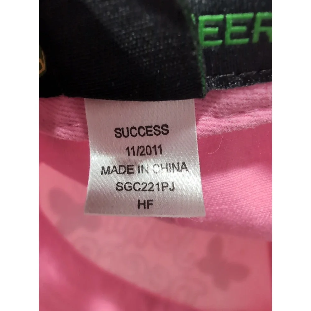 John Deere Pink Strapback Adjustable Hat Cap Girl L/XL Farm Hunt Pink Butterfly